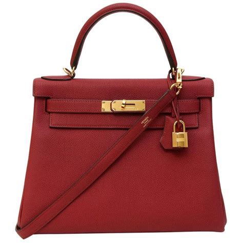 Hermès Kelly 28 Togo Rouge Grenat shoulder handle bag 